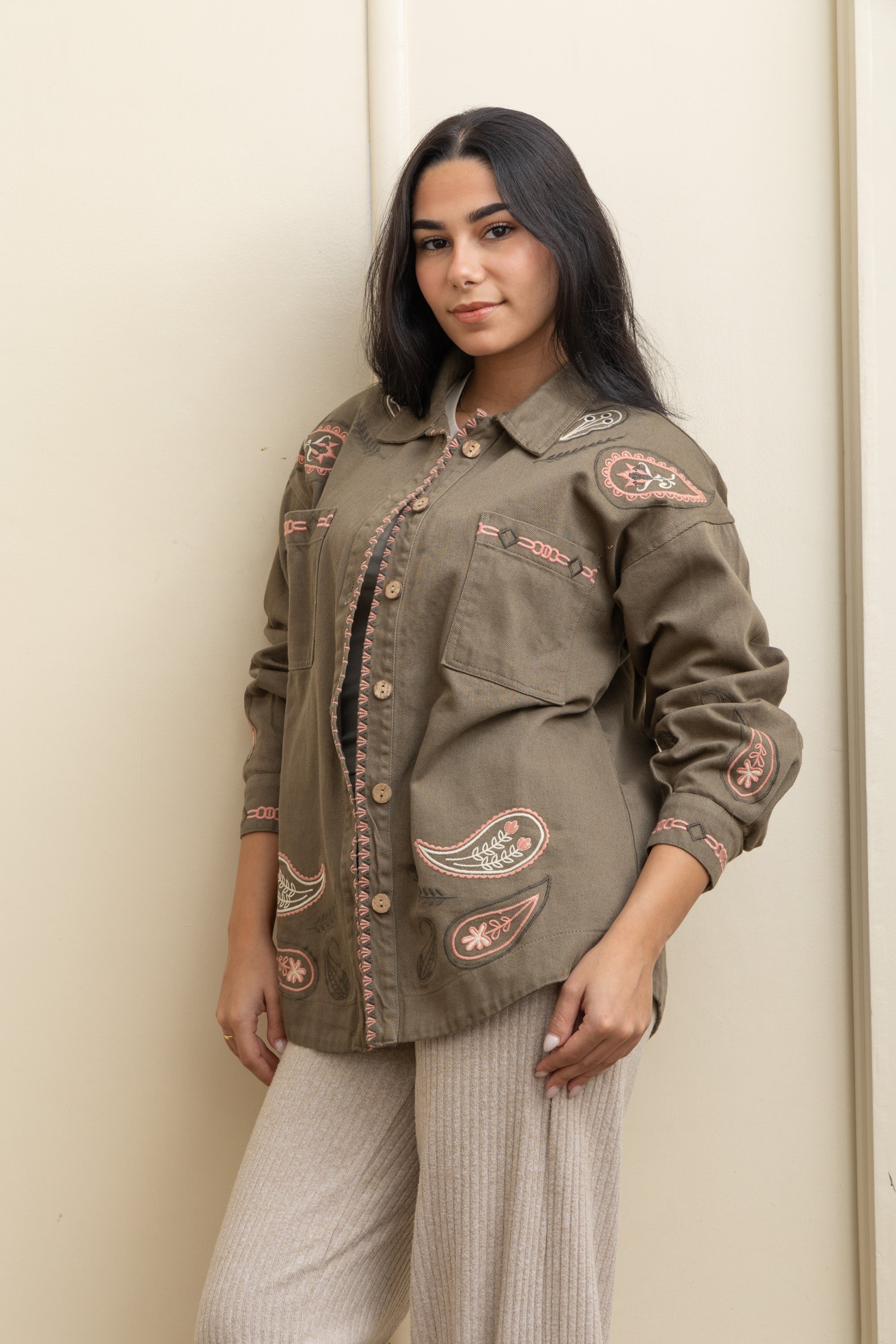 Image of Olive Gabardine Jacket – Sophisticated, and Timeless